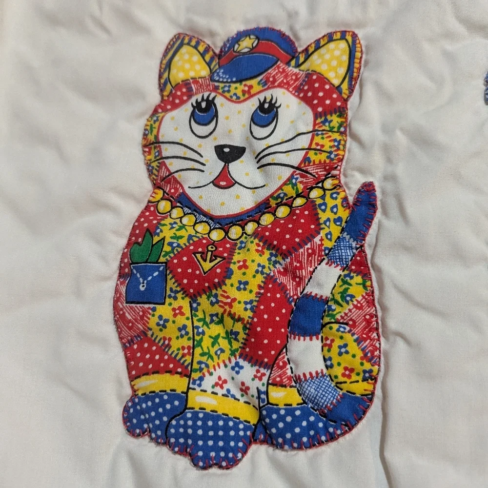 Vintage Patchwork Kitty Duck Animal Crib Blanket Cottagecore Baby Unisex